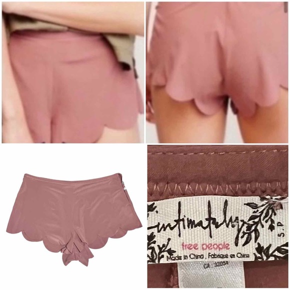 Free People Intimately Solid Scallop Hem High Waist Shorts, Pink, Size SP - Picture 1 of 14